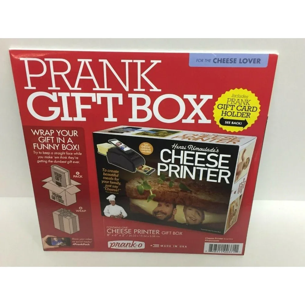 Prank Gift Box Cheese Printer Wrap Small Real Funny Henri Joke Fake Gag Card